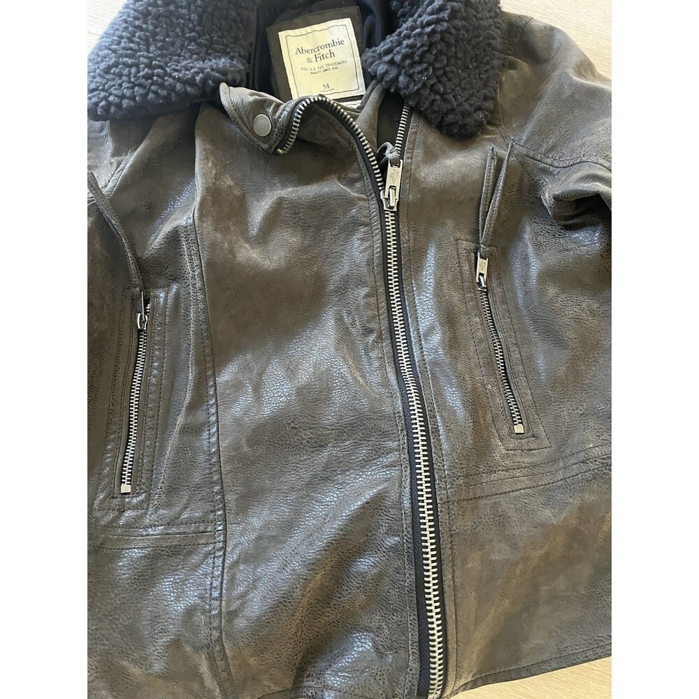 ABERCROMBIE & FITCH Vegan Suede Women's Bomber Jacket Dark Olive Medium